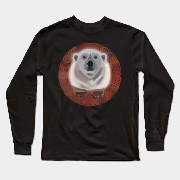 Polar Bear on circular pattern Long Sleeve T-Shirt by KateVanFloof